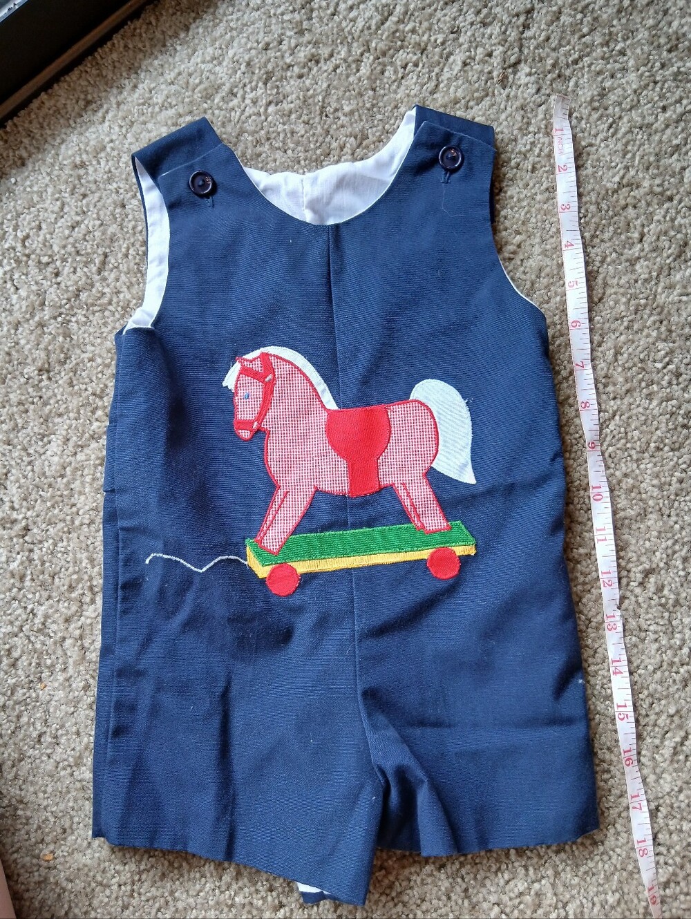 Vintage Set of Boys Rompers with Horse Applique & Champ Overalls - Picture 2 of 11
